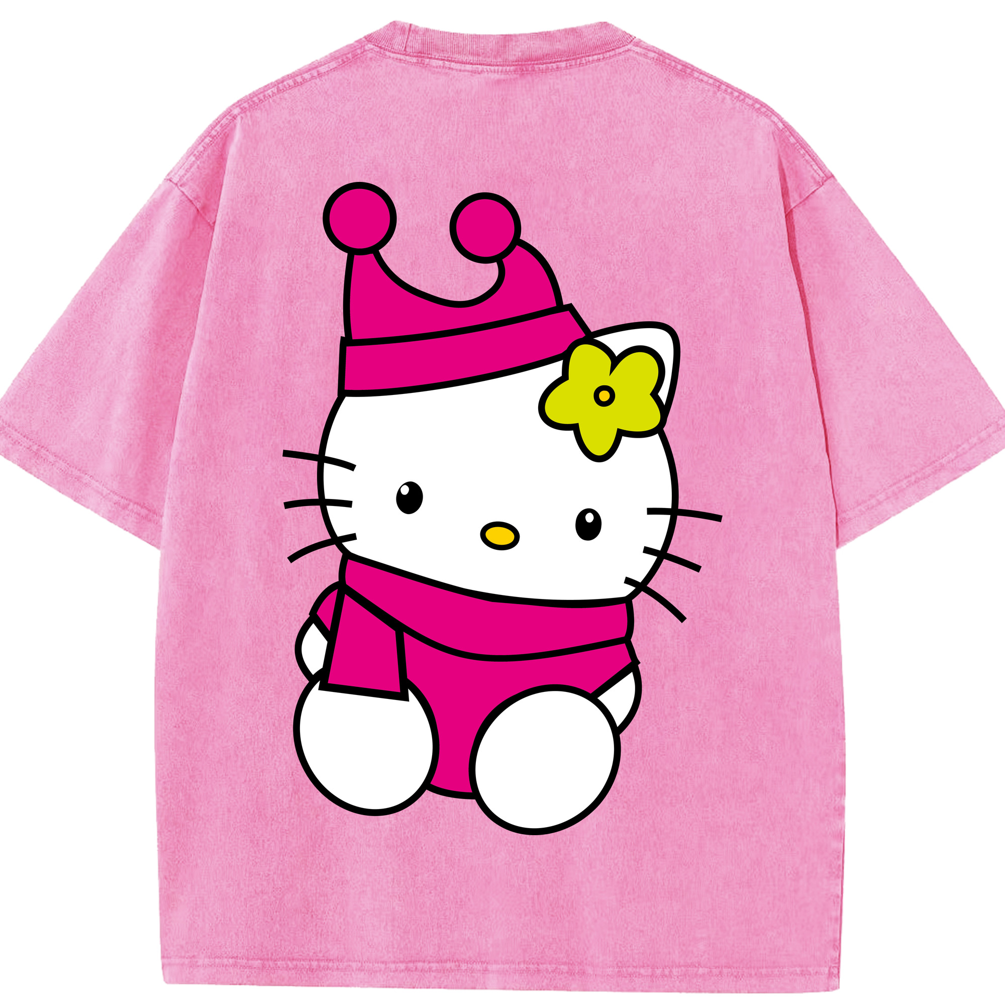 （画像用） Hello Kitty ハローキティ 綿100% ヴィンテージ風 半袖Tシャツ（背面プリント）